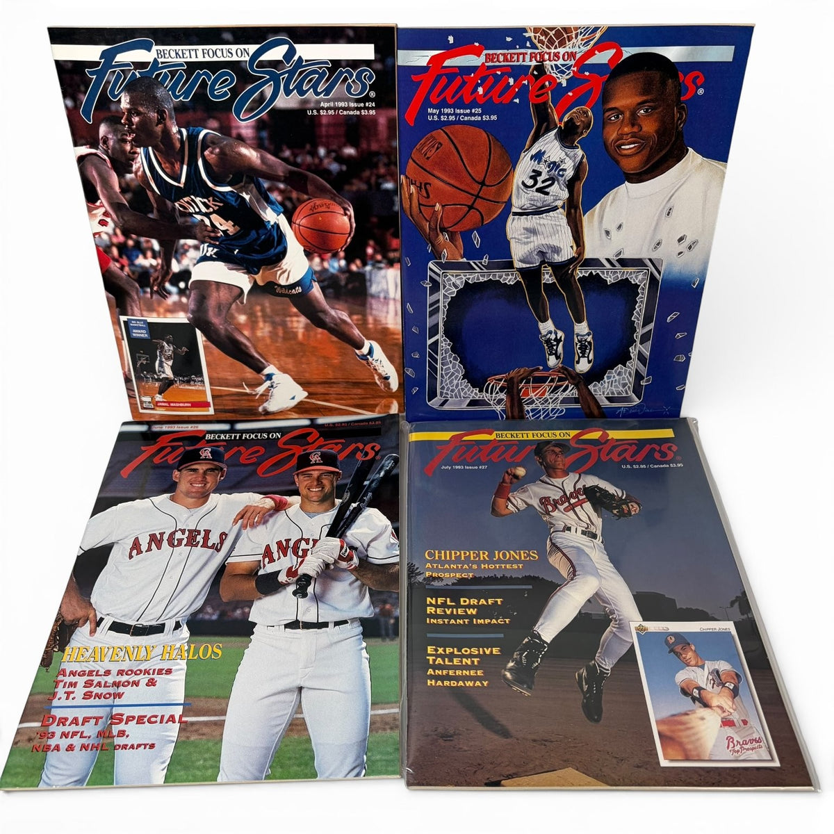 90s Beckett Focus on Future Stars Magazine Lot of 17 Shaq Chipper Jones Grant