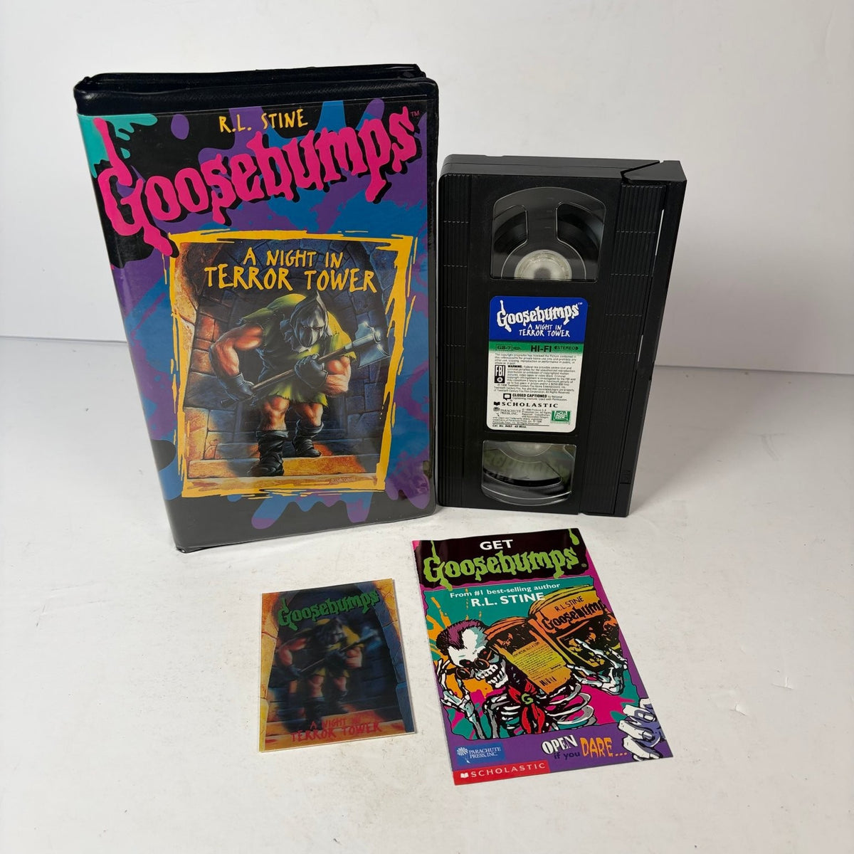 Goosebumps: A Night in Terror Tower VHS 1996 Kids Horror Fox w/ Promo Card