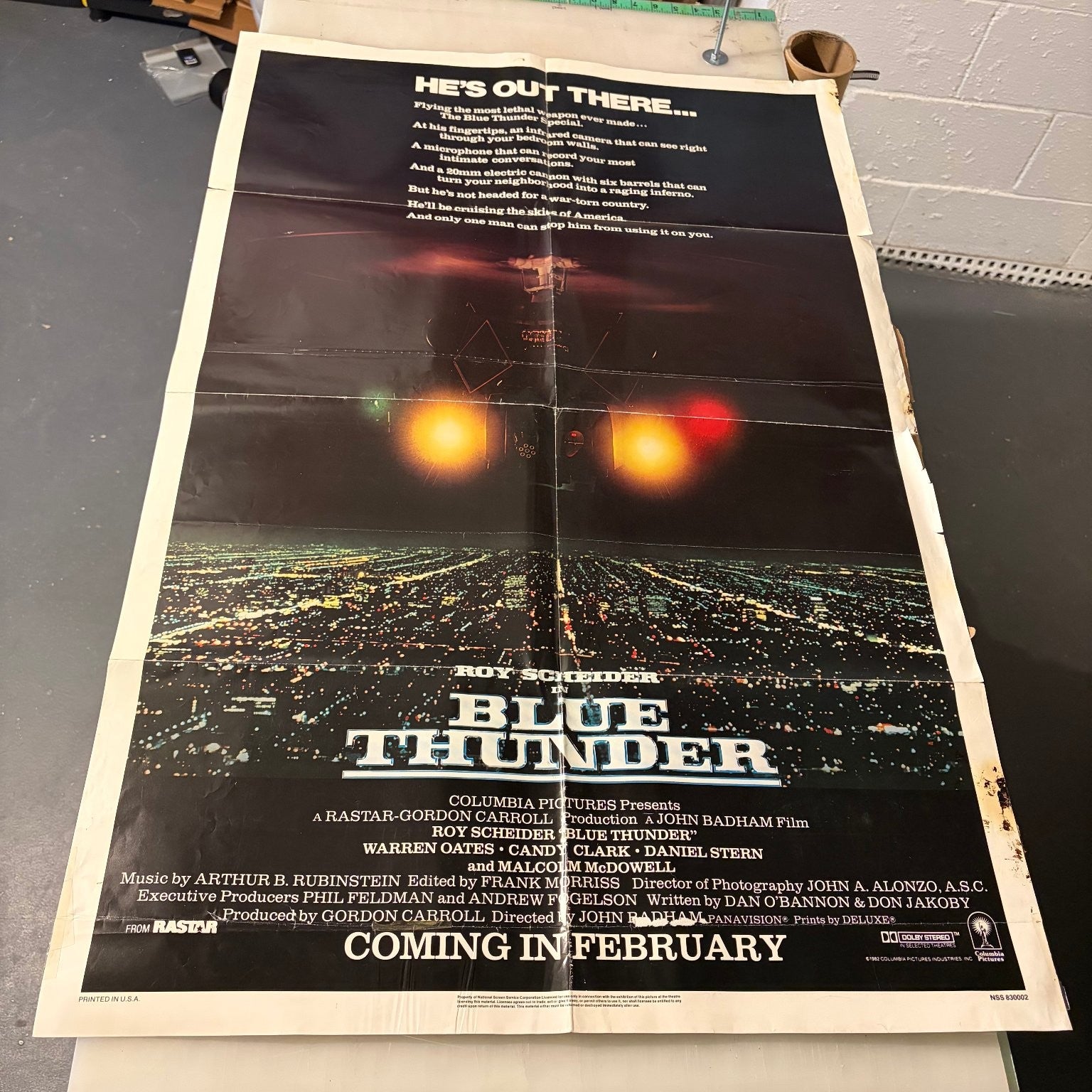 Blue Thunder 1983 One Sheet Movie Poster Roy Scheider Columbia Pictures Action