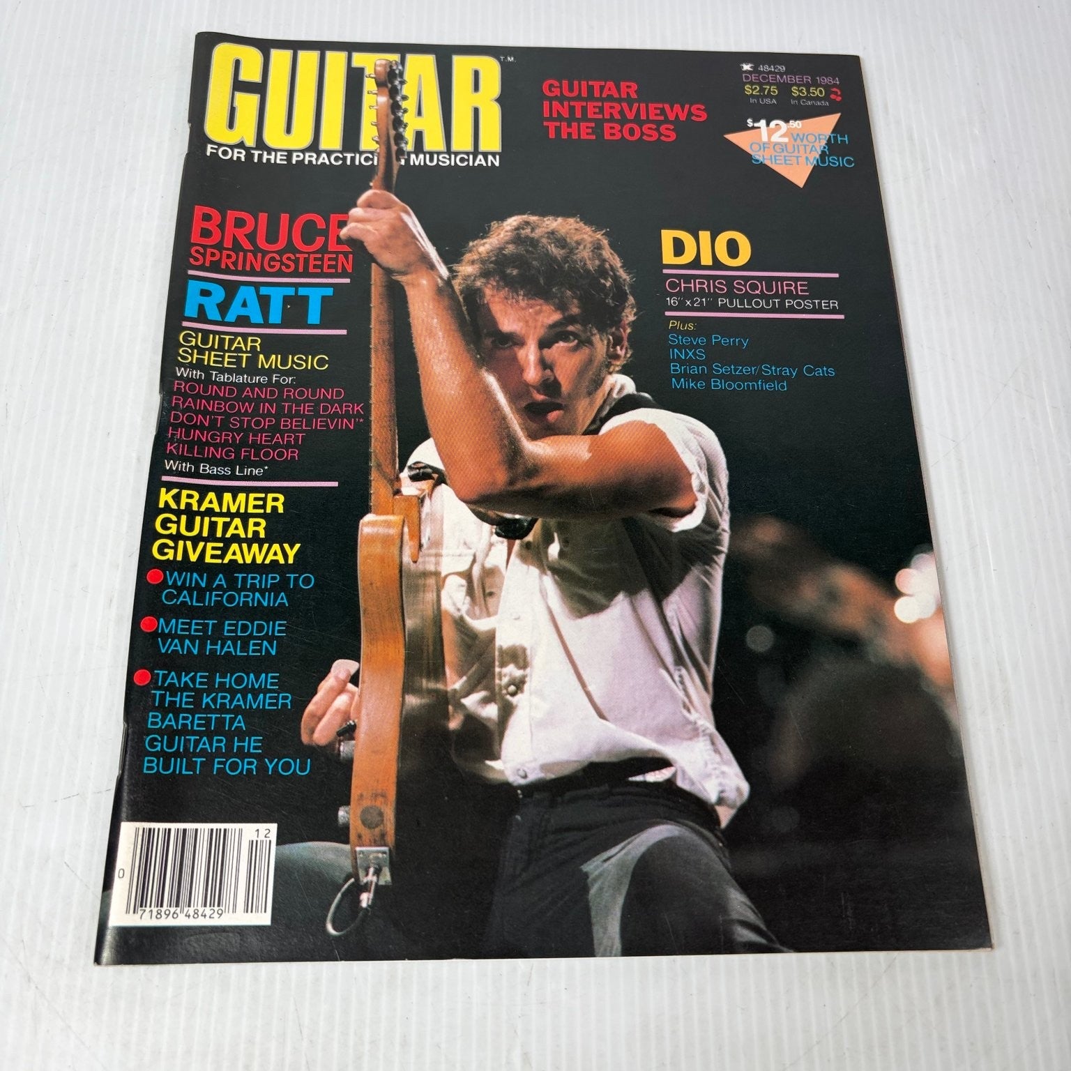 Guitar Magazine December 1984 Bruce Springsteen Chris Squire Poster Music
