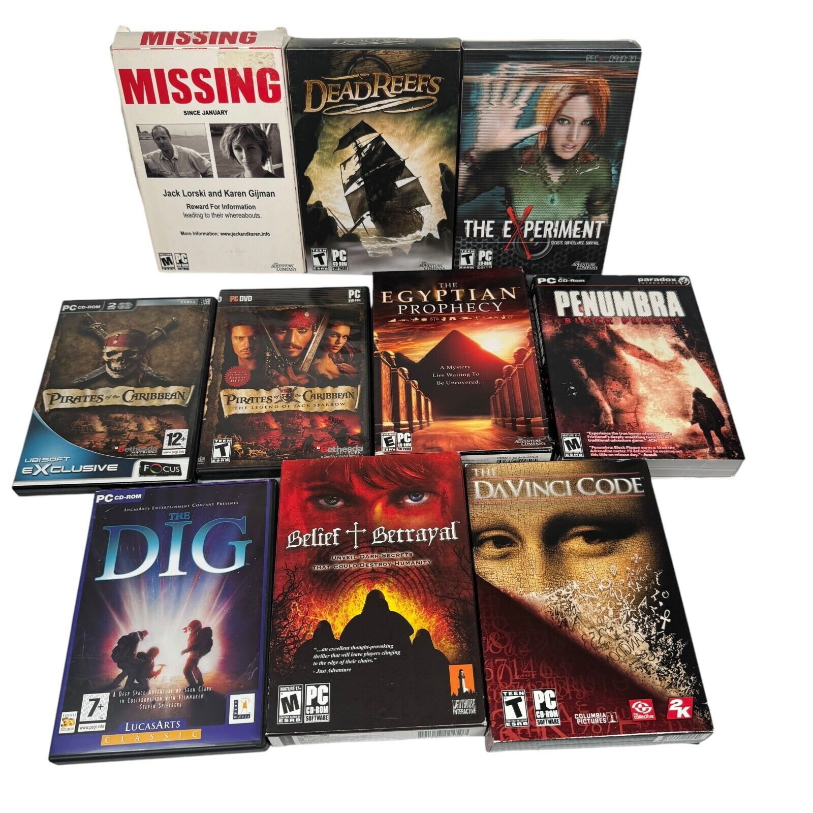 Lot of 10 Adventure PC Games Adventure Company Lucas Arts Dig Missing & More