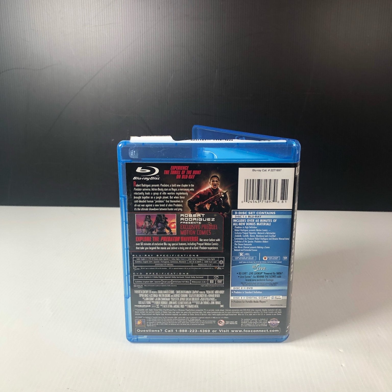 Predators Blu-ray 2010 3-Disc Set Adrien Brody Robert Rodriguez Sci-Fi
