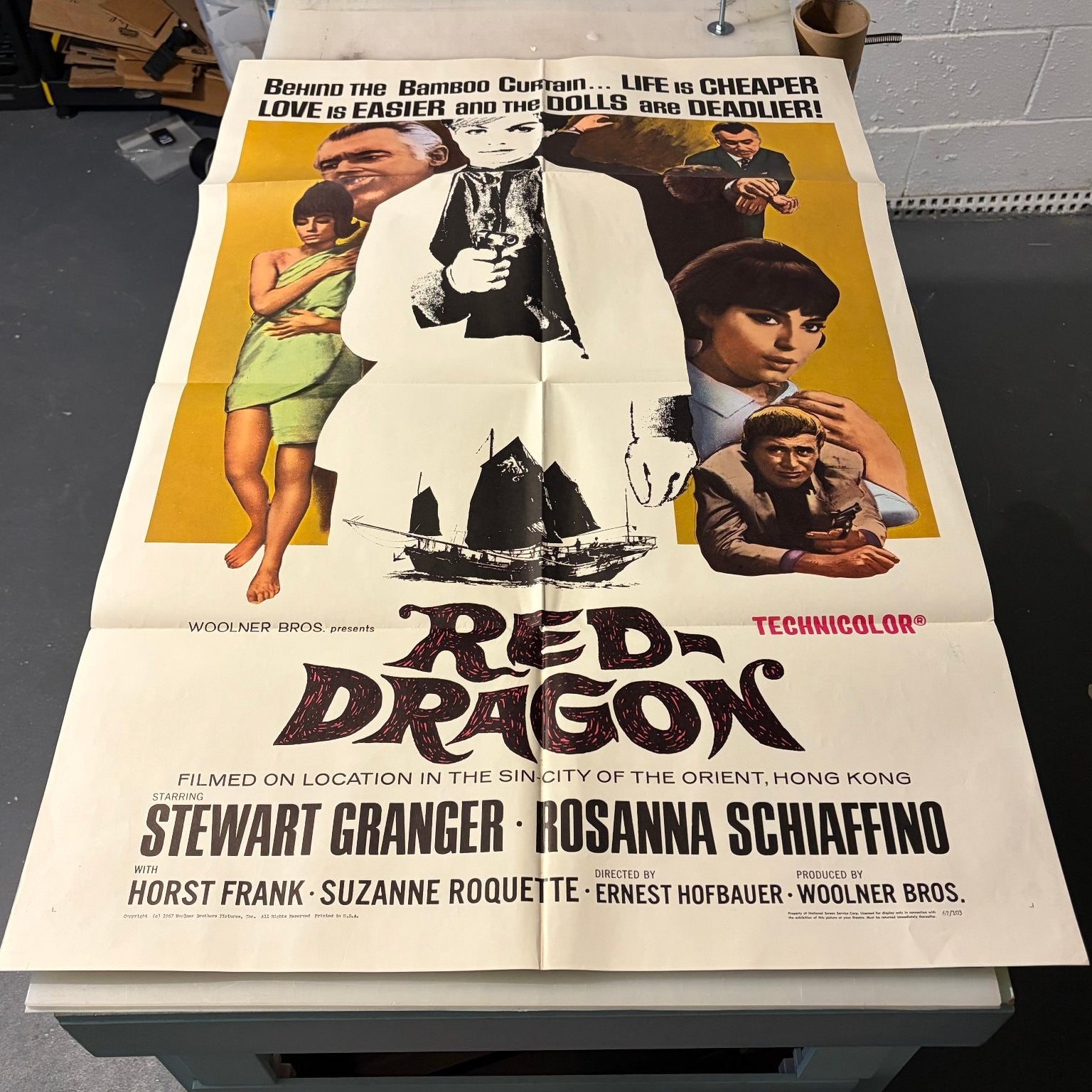 Red Dragon 1967 One-Sheet Movie Poster Stewart Granger Rosanna Schiaffino