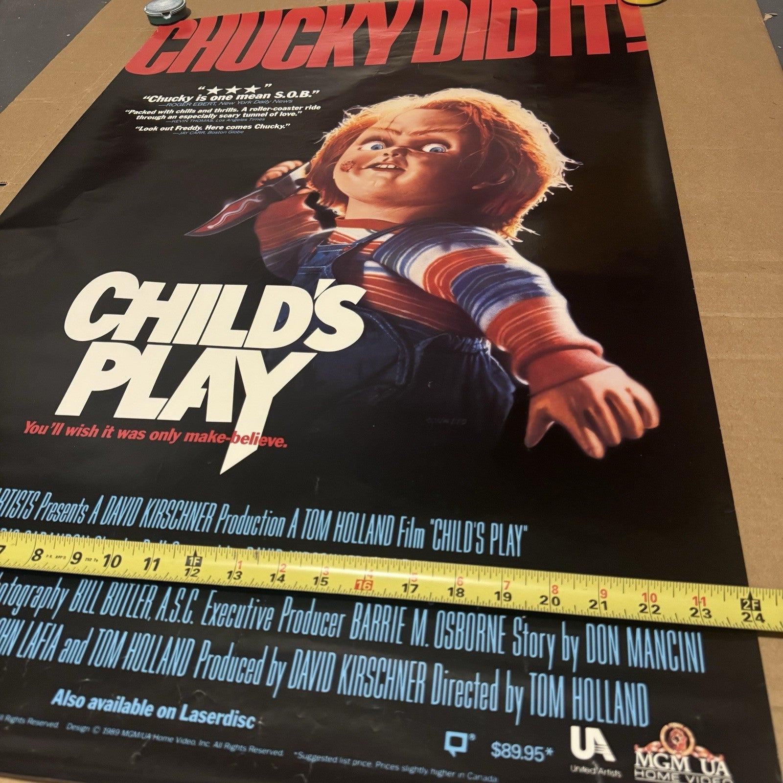 Vintage Child’s Play Movie Poster 1988 24x36 Chucky Did It Video Store One Sheet