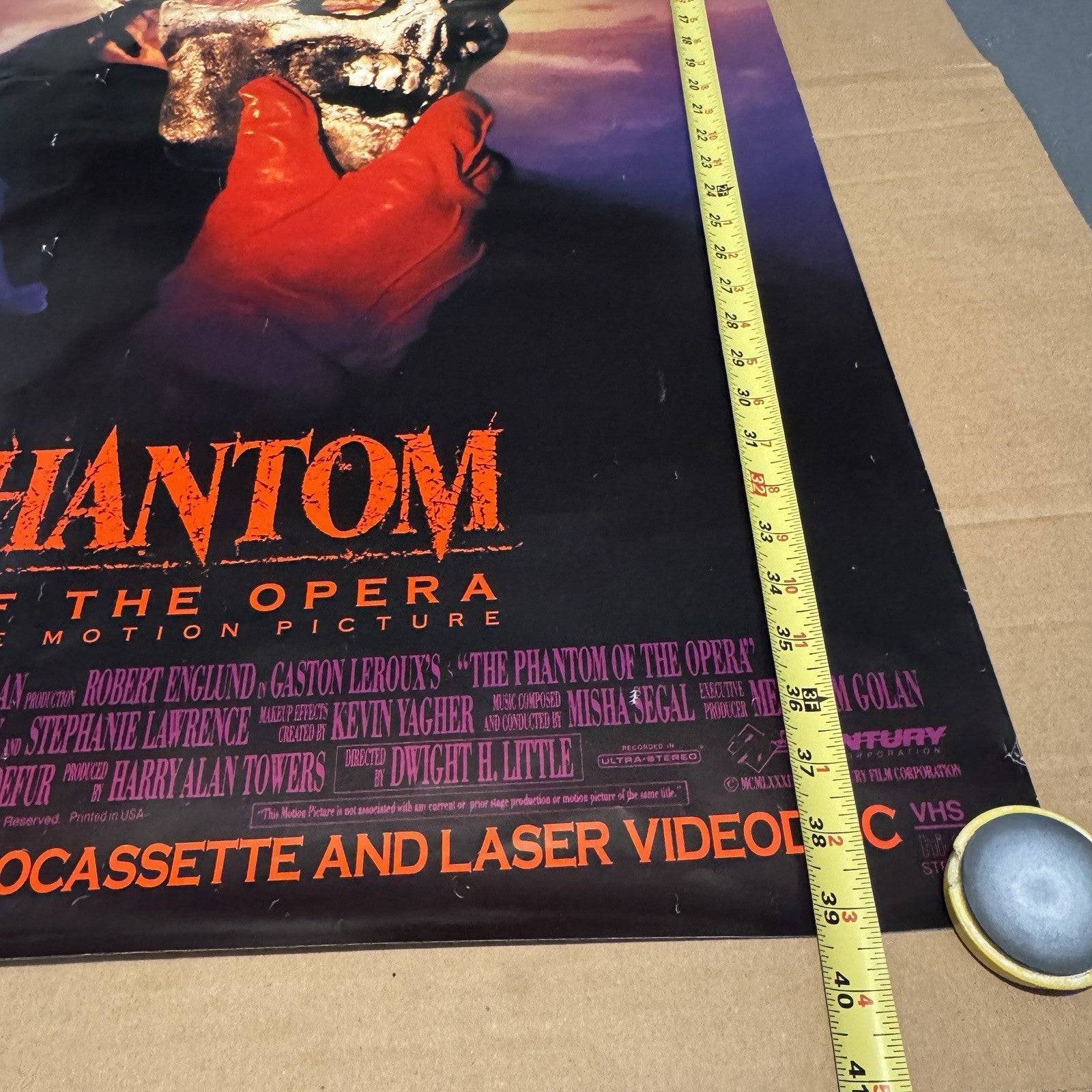 Vintage Robert Englund In Phantom Of The Opera Original Poster VHS Promo 40”x27”