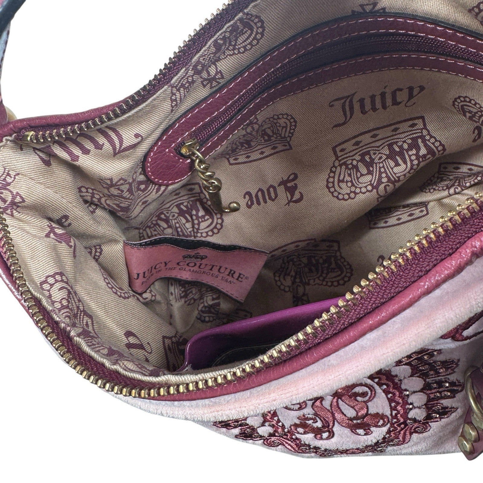 Vintage Juicy Couture Y2K JC Studs The Countryside Hobo Pink Shoulder Purse