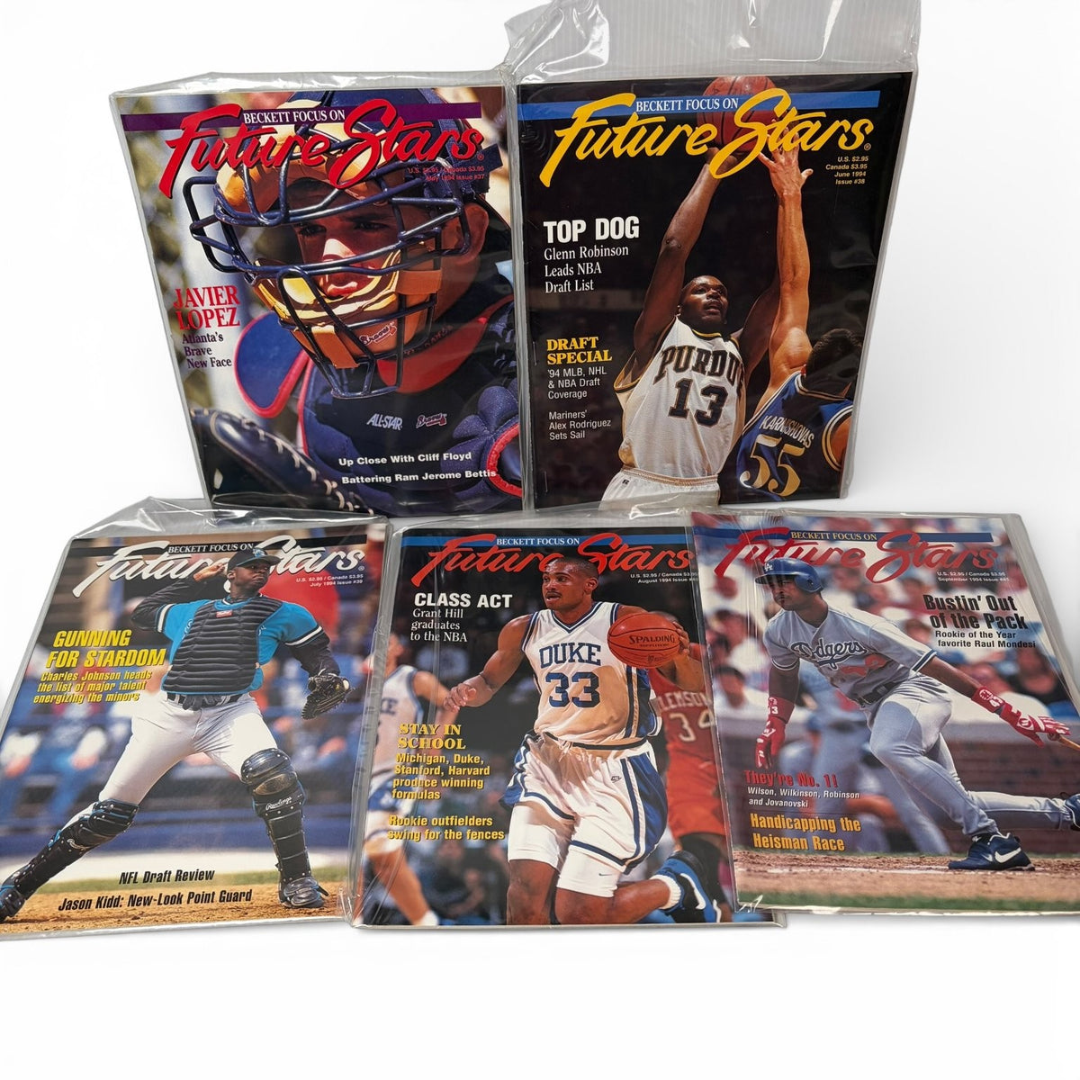 90s Beckett Focus on Future Stars Magazine Lot of 17 Shaq Chipper Jones Grant