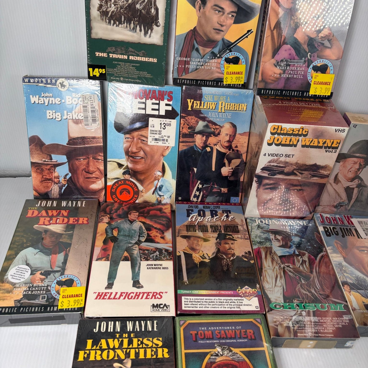 Lot of 18 Sealed John Wayne Classic Western Movies on VHS