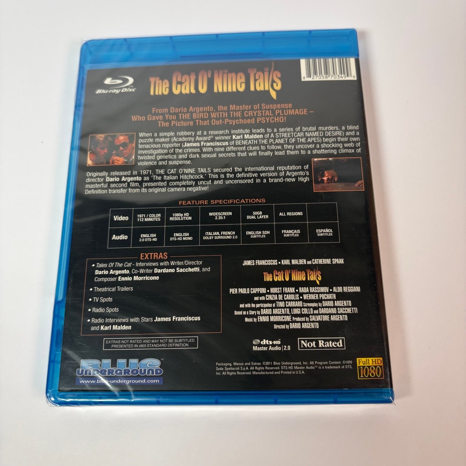 The Cat O' Nine Tails Blu-ray Dario Argento Giallo Horror Blue Underground
