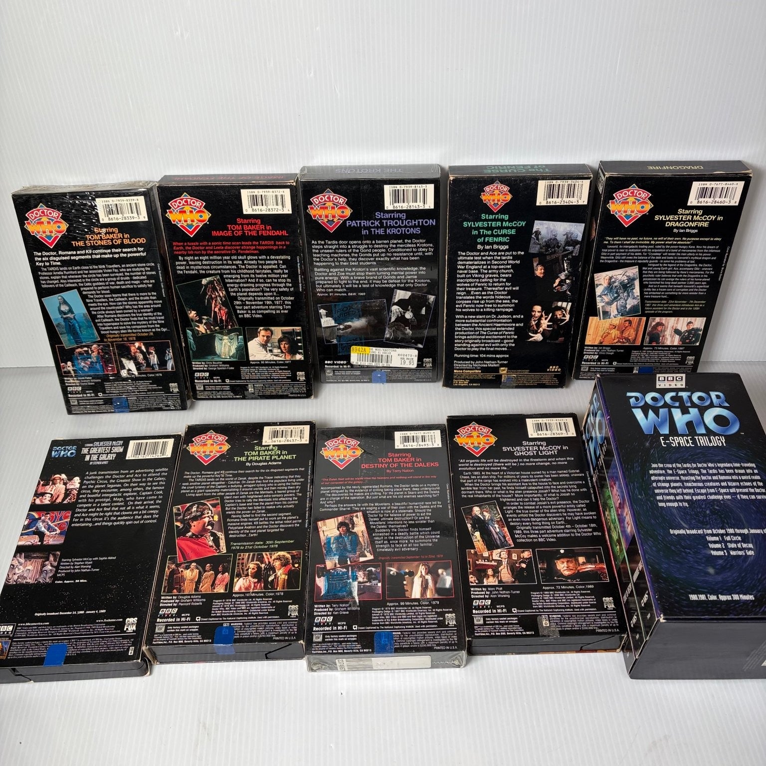 Doctor Who Vintage VHS Mixed Lot of 12 w/ Some Sealed E-Space Trilogy Sci-Fi