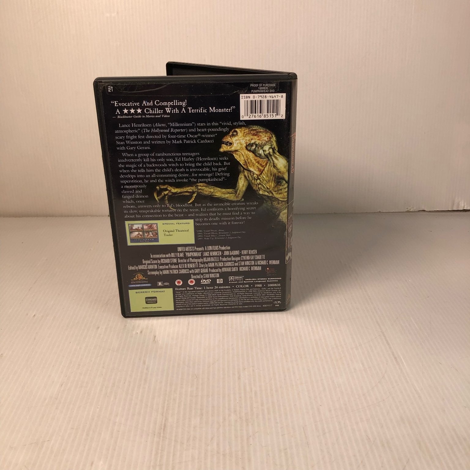 Pumpkinhead DVD 2000 Lance Henriksen Stan Winston Cult Classic Horror Film
