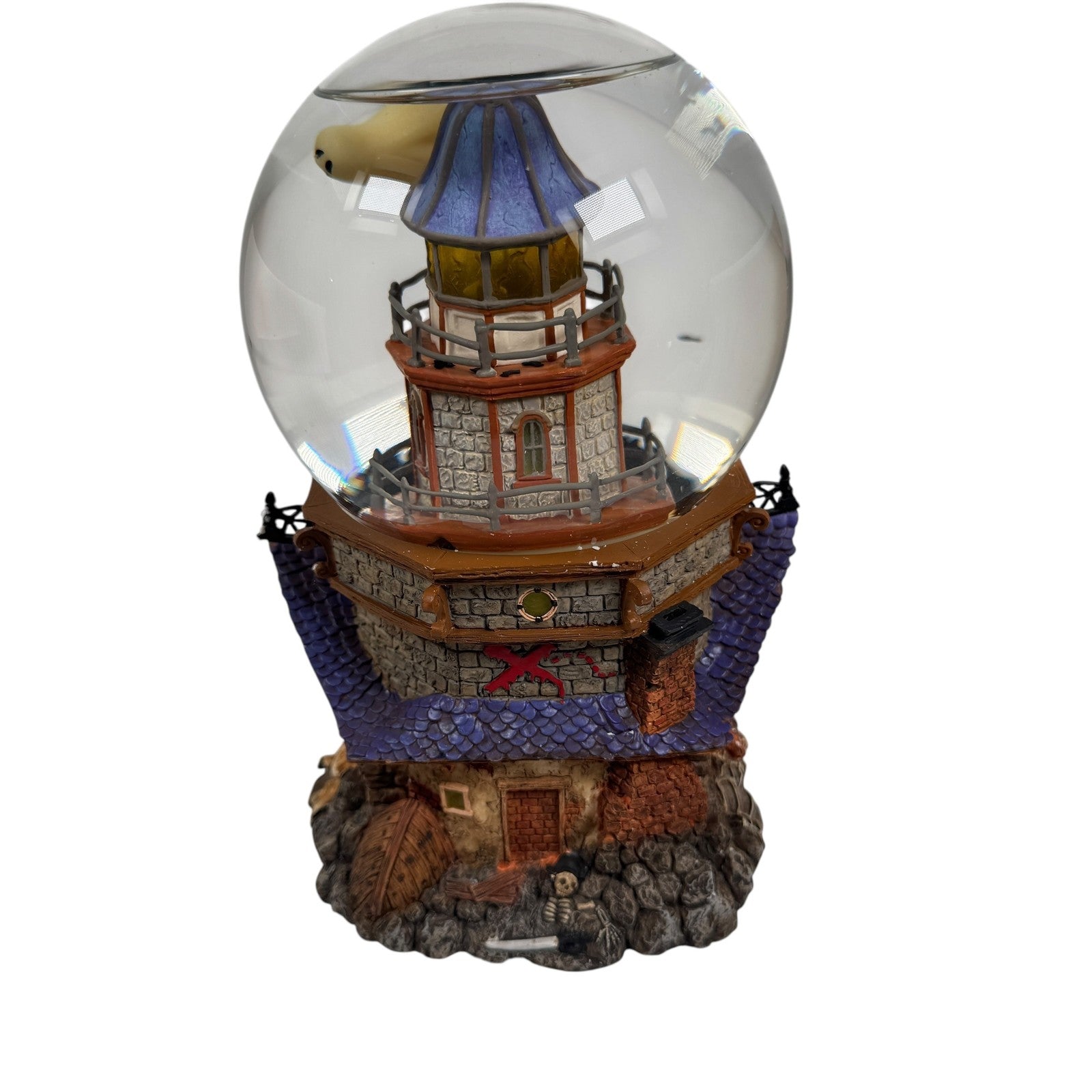 Department 56 Halloween Shipwreck Lighthouse Waterglobe Lighted w/ Glowing Ghost