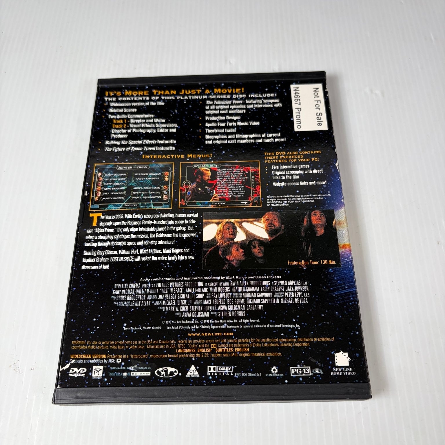 Lost in Space DVD 1998 New Line Platinum Series Gary Oldman Sci-Fi