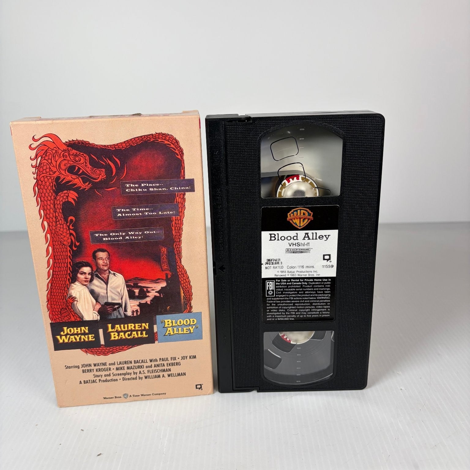 Blood Alley VHS 1991 John Wayne Lauren Bacall Action Warner Home Video