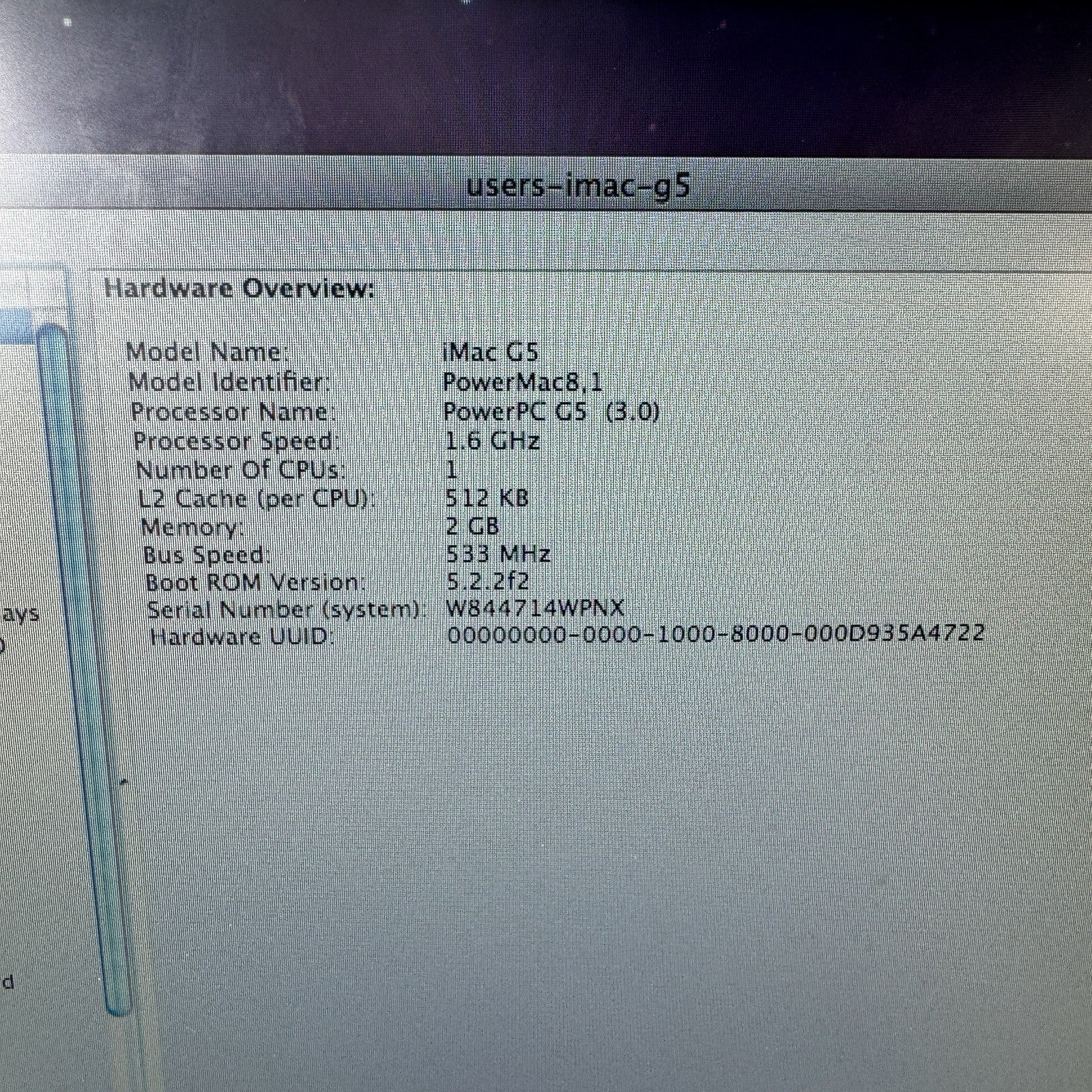 Apple iMac A1058 17" Desktop (August, 2004) PowerPC G5 2GB DDR SDRAM Works