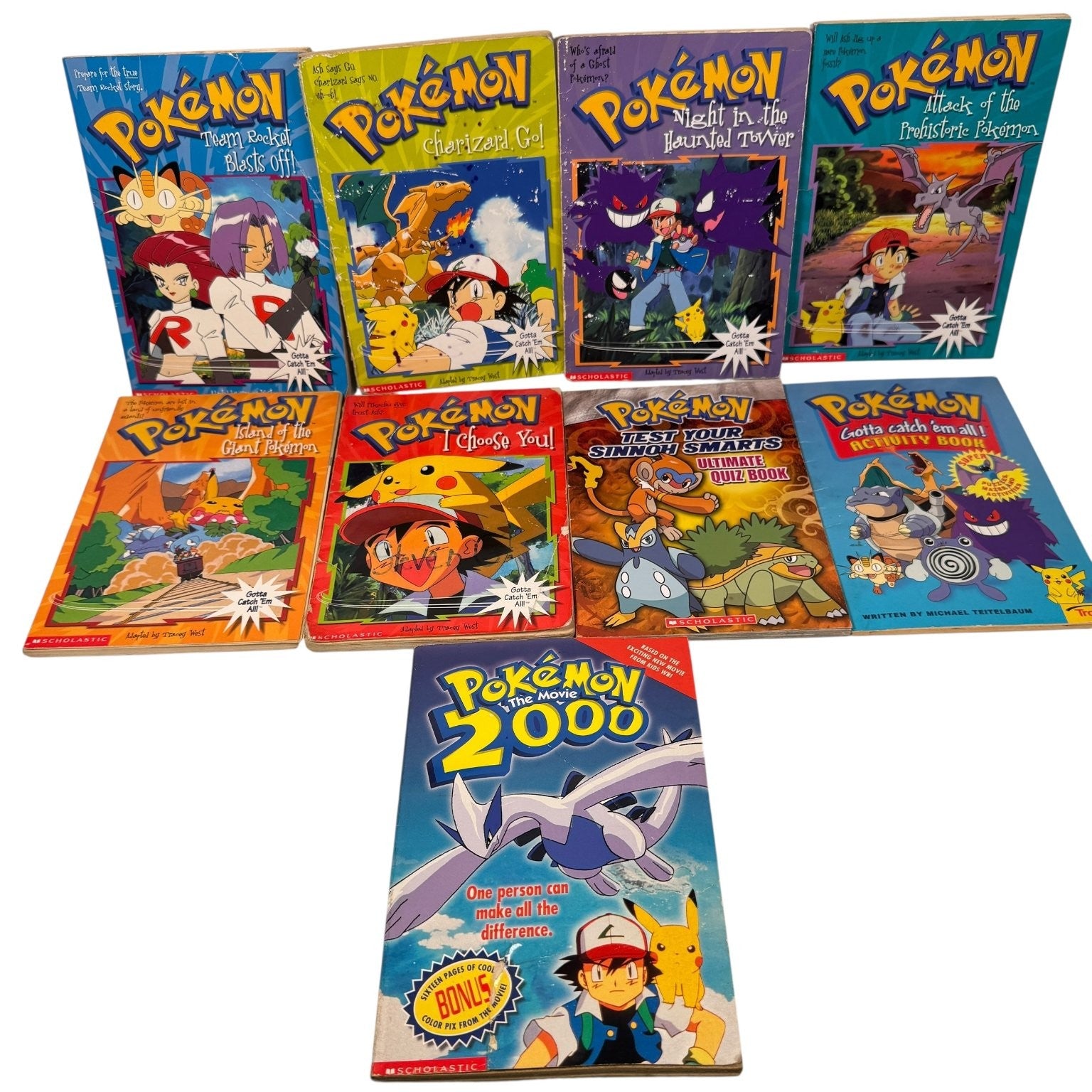 Pokemon Books Lot of 9 Y2K Scholastic Paperback Kids Fiction by Tracey West 2000