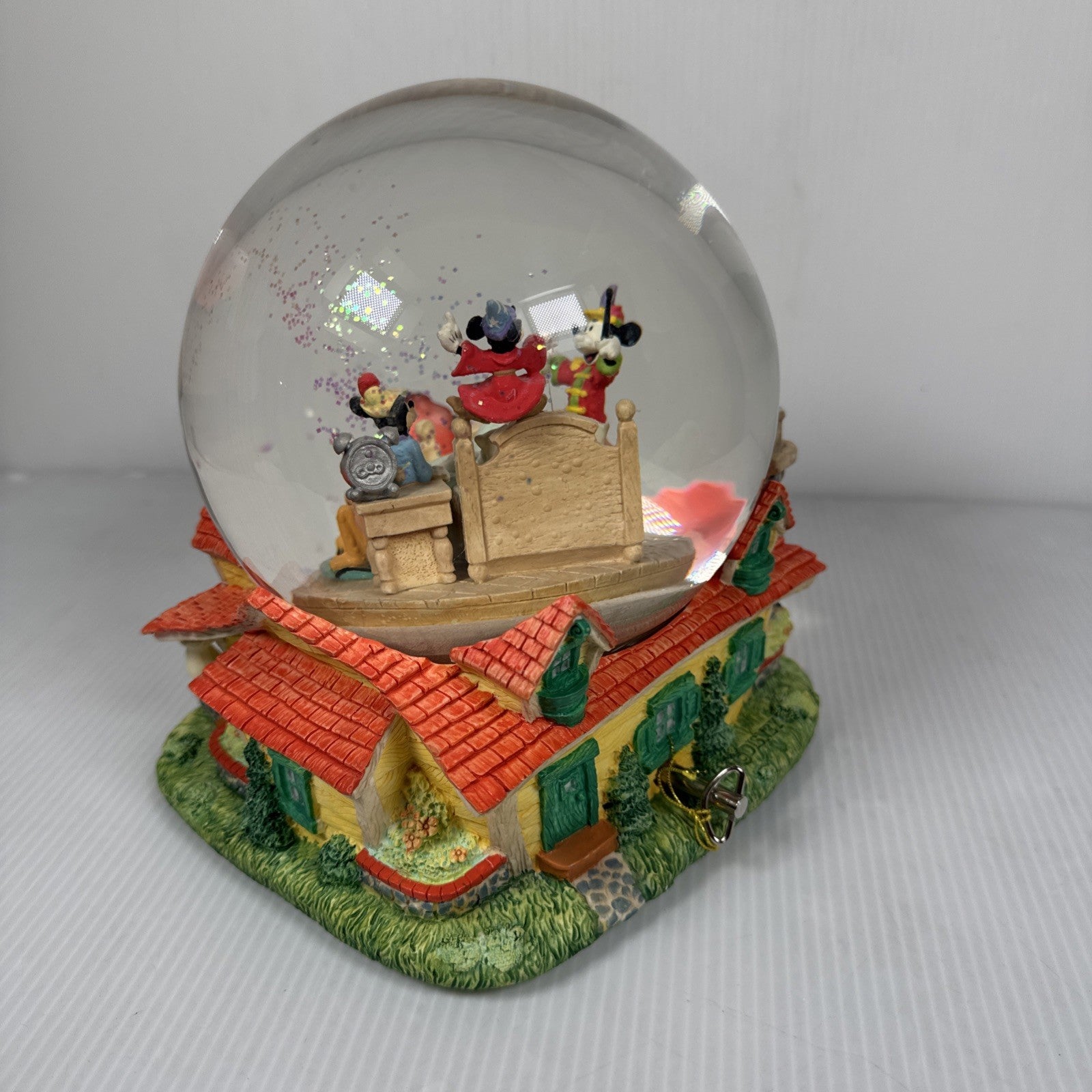 Disney Mickey Mouse in Bed Musical Snow Globe When You Wish Upon A Star W/ Tag