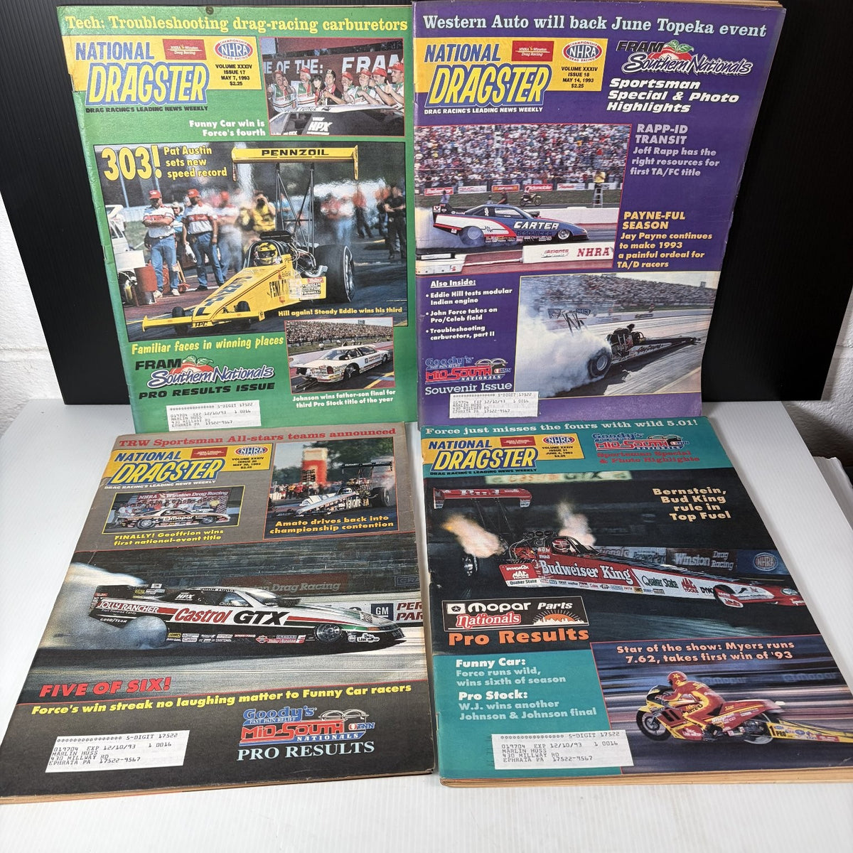 Lot of 22 National Dragster Magazine 1993 January - June NHRA Drag Racing Weekly