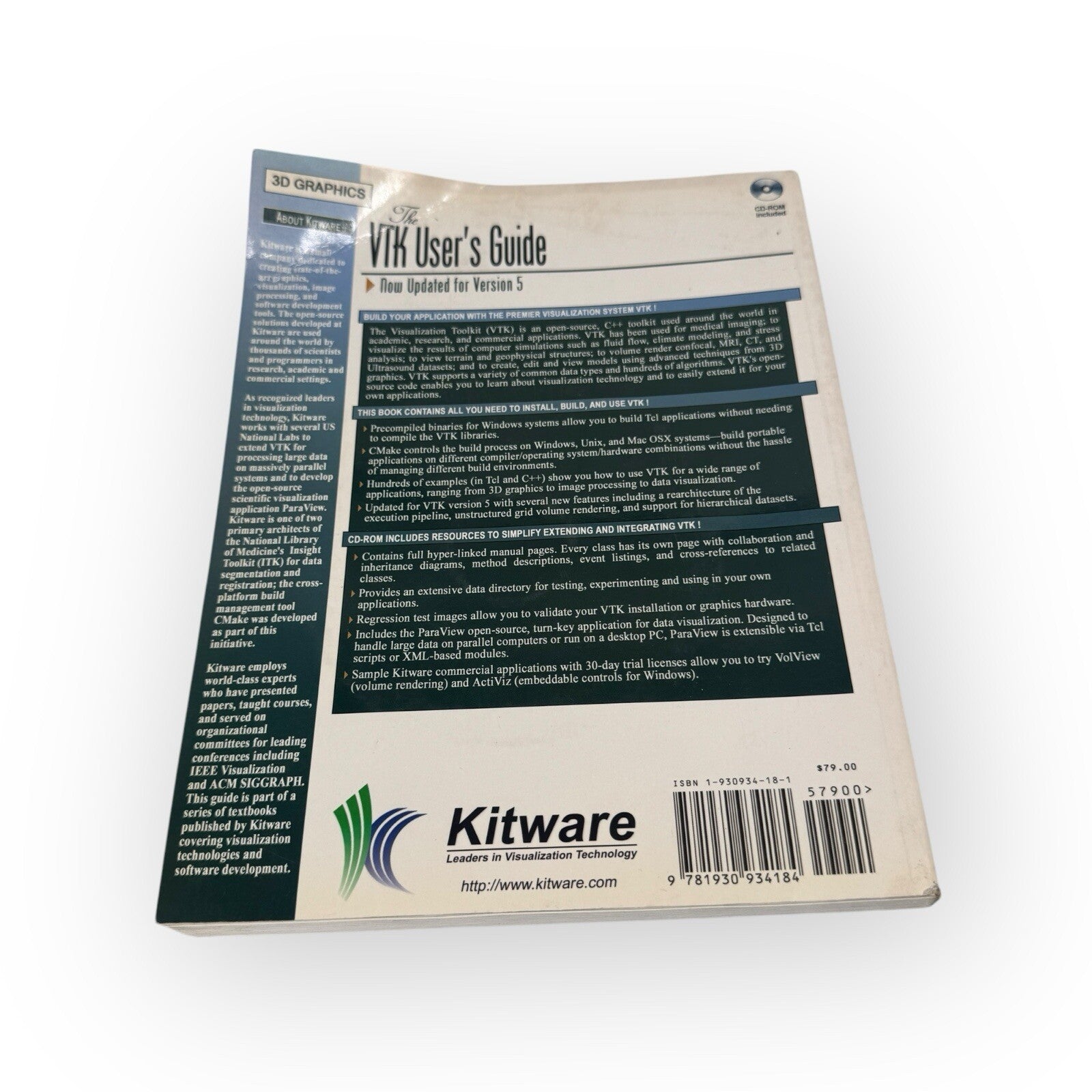 VTK USER'S GUIDE VERSION 5 By Kitware 2004 Developer Guide With Disc Vis Toolkit
