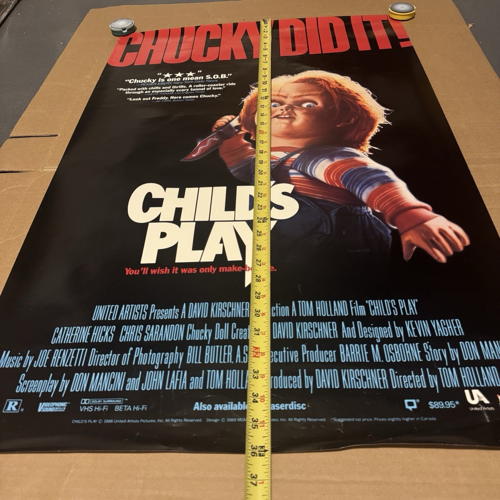 Vintage Child’s Play Movie Poster 1988 24x36 Chucky Did It Video Store One Sheet