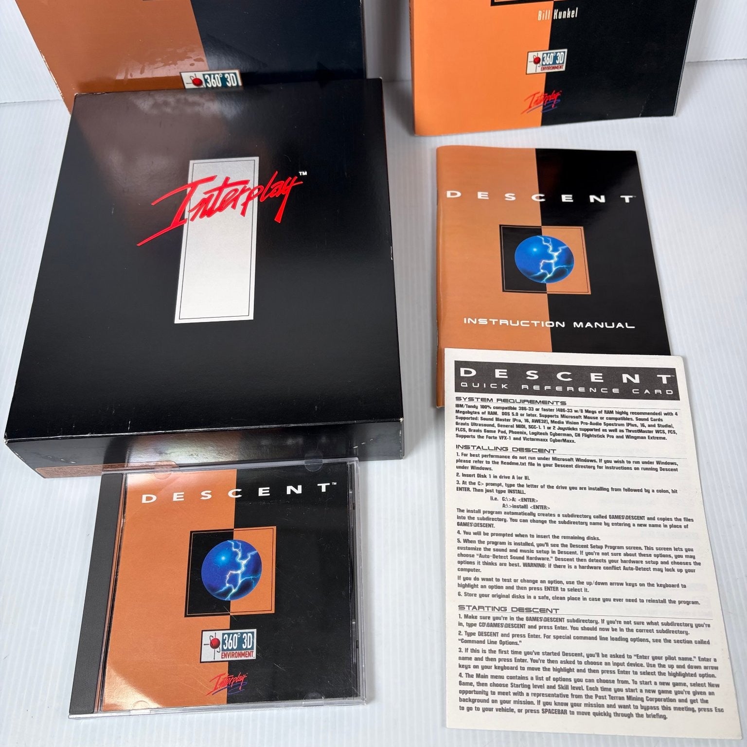 Descent Big Box PC CD-ROM Game Complete w/ Strategy Guide Multiplayer Interplay