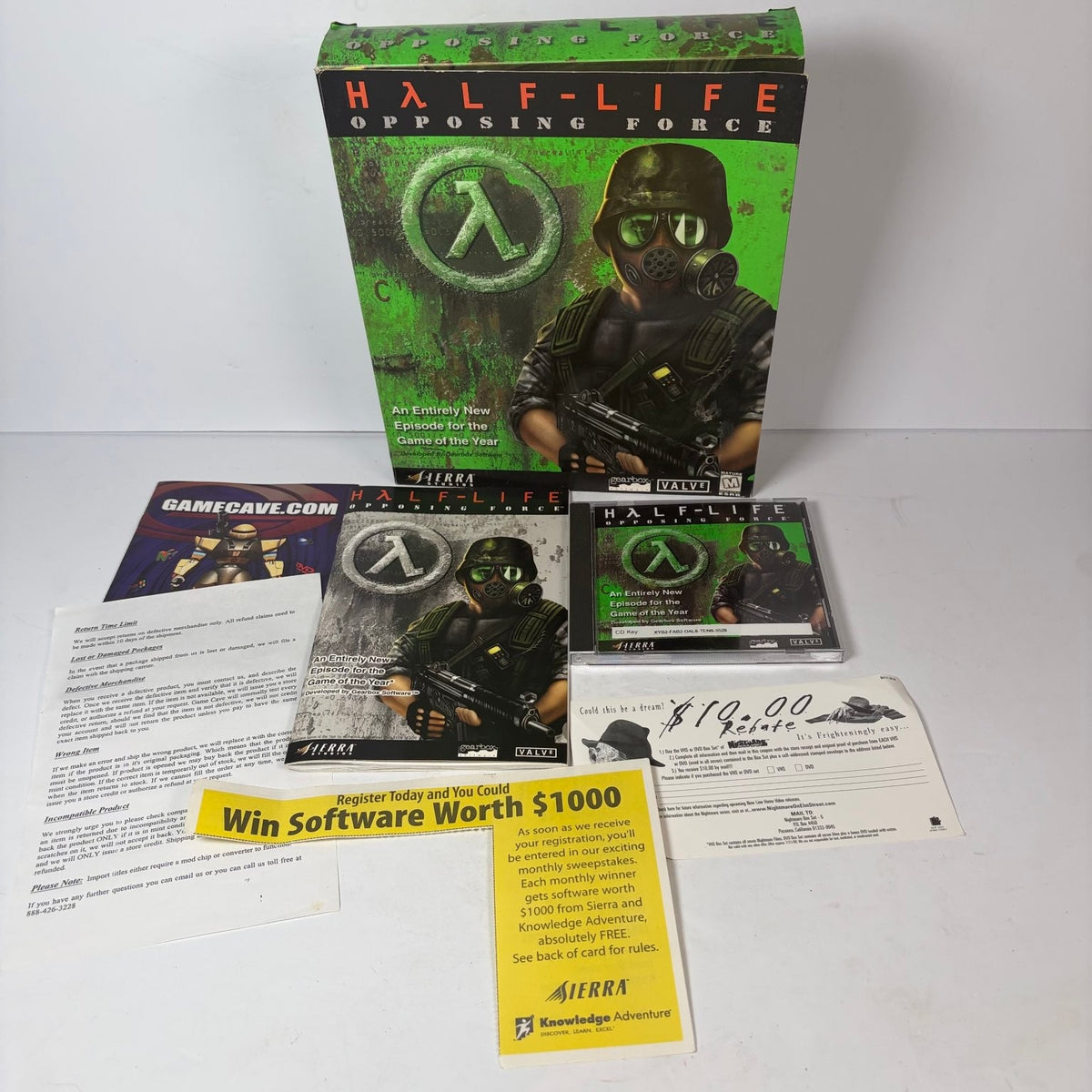 Half-Life Opposing Force PC CD-ROM Big Box Expansion Pack Sierra 1999 Complete