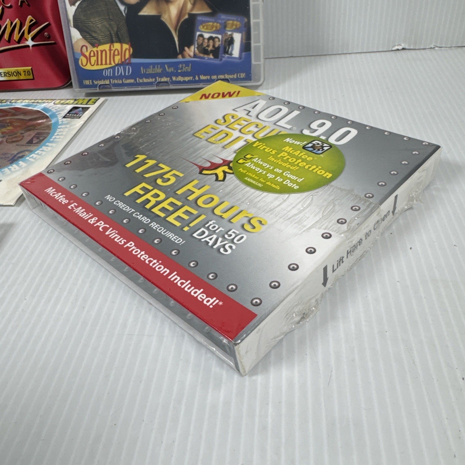 Lot Of 7 AOL Installation Discs V. 7.0, 9.0 Optimized, 9.0 Security Some Sealed