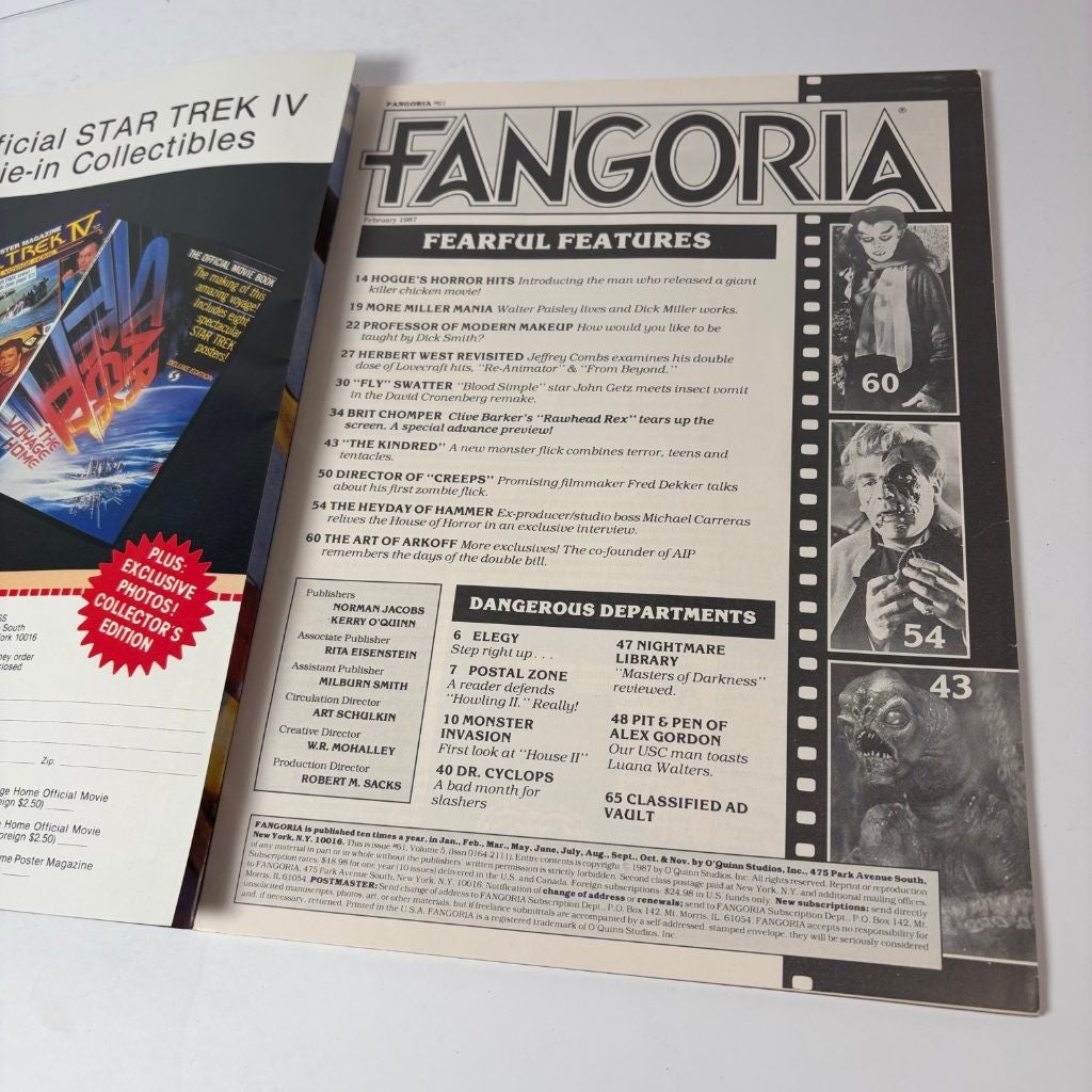 Fangoria 61 Feb 1987 Rawhead Rex Clive Barker Kindred From Beyond Horror Magazi