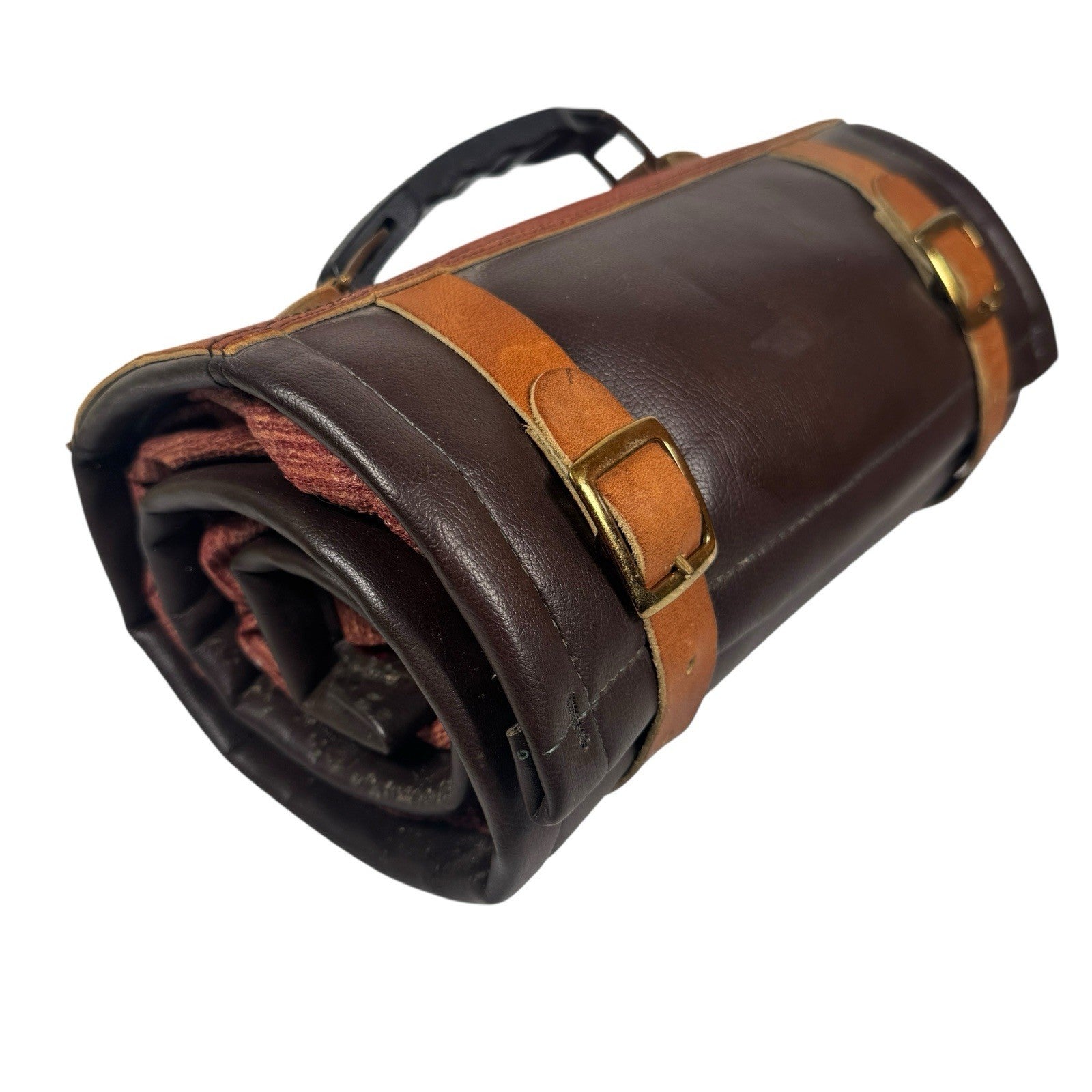 Vintage Leather Art Roll / Tool Roll With Handle